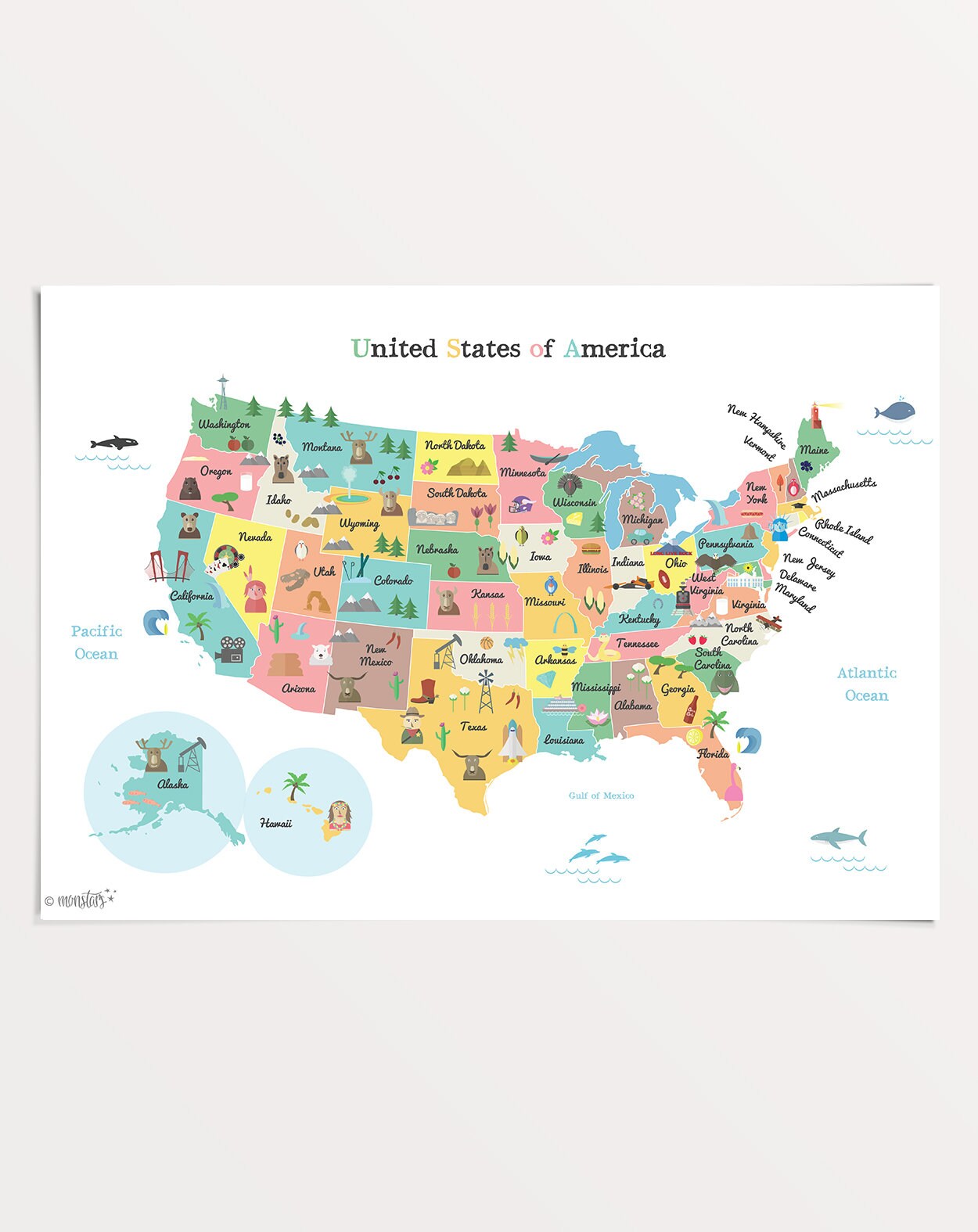 a printable map of the united states of america labeled with the names - united states map