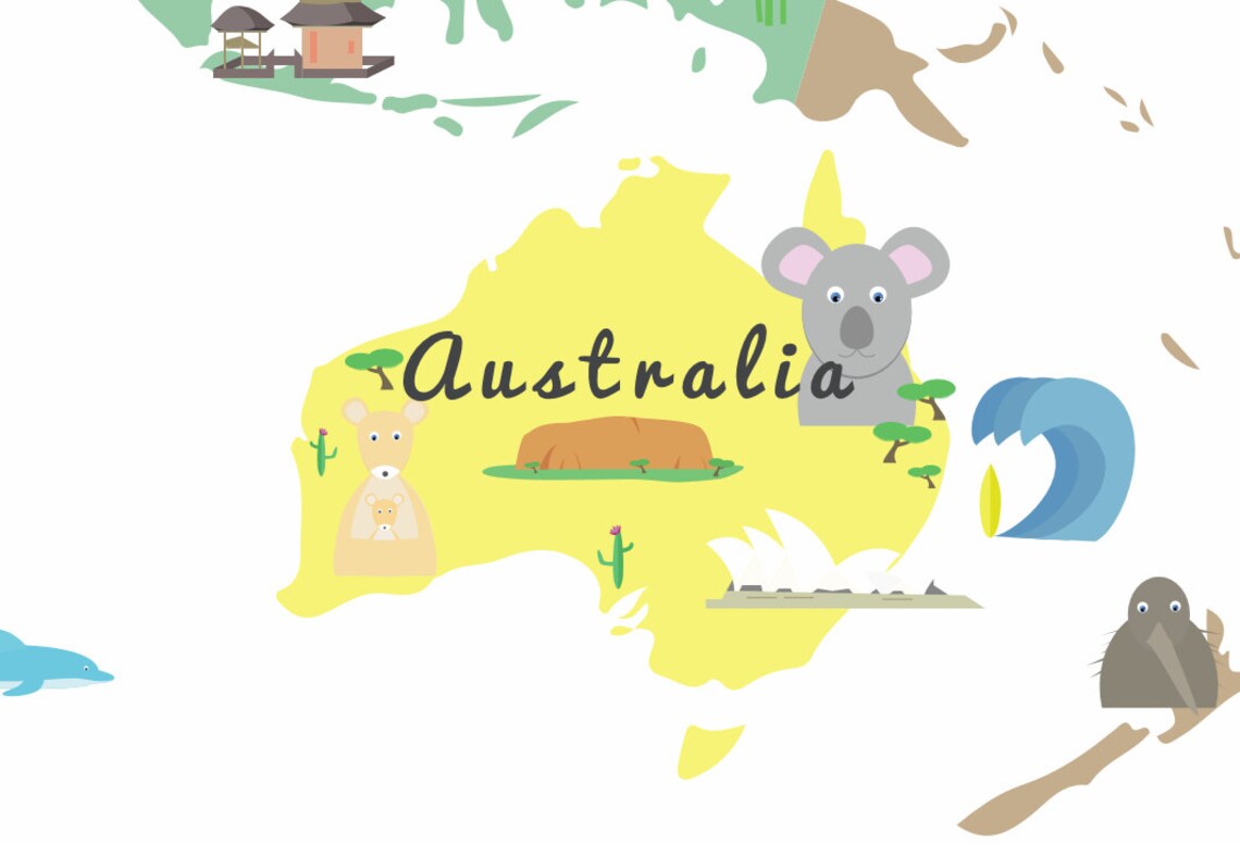 Printable World Map Poster for Kids Room Digital Prints - Etsy