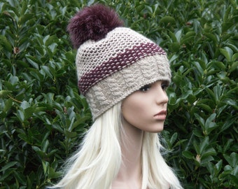 Fur bobble hat bobble hat knitted hat hat with real fur bommel winter hat ski hat fox