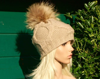 Fur bobble hat bobble hat knitted hat hat with real fur bommel winter hat ski hat Finnraccoon