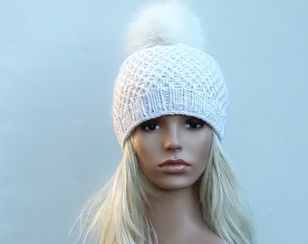 Fur bobble cap Bobble cap Knitted cap Cap with real fur bobble Winter cap Ski cap Fox