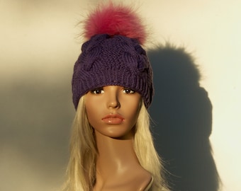 Fur bobble hat bobble hat knitted hat hat with real fur bommel winter hat ski hat Finnraccoon