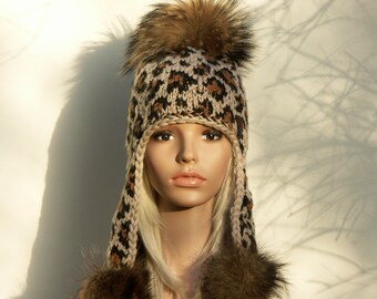 Fellbomb hat bombshell knit hat cap cap cap cap with real fur bombshell ski cap ski cap fin raccoon