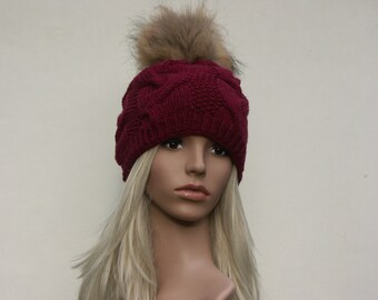 Fur bobble hat bobble hat knitted hat hat with real fur bommel winter hat ski hat Finnraccoon