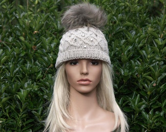 Fur bobble hat bobble hat knitted hat hat with real fur bommel winter hat ski hat Finnraccoon