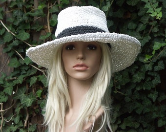 Ladies Fedora Panama Hat Raffia Bast Sun hat Beach hat Summer hat Crochet