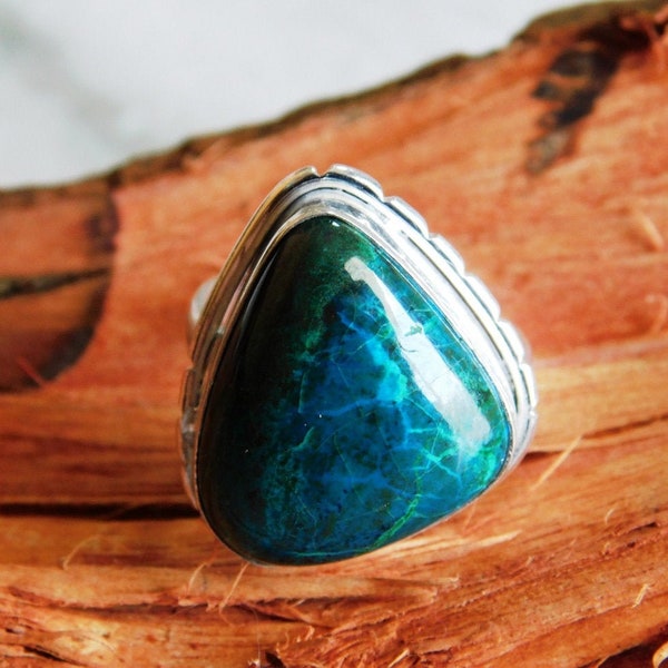 Chrysocolla Ring,Chrysocolla Gemstone Ring, 925 sterling silver ring,Chrysocolla Jewelry ring,gemstone ring,handmade ring, K25