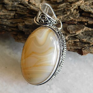 Gelbe Botswana Achat Anhänger Sterling Silber Anhänger | Etsy
