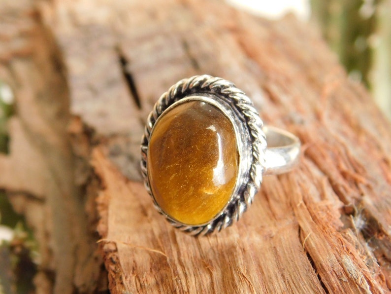 Tiger eye Ring* Sterling Silver Ring* tiger eye gemstone ring*Birthstone Ring*Solitaire Ring*tiger eye ring* Silver Ring* gift for her*KR748
