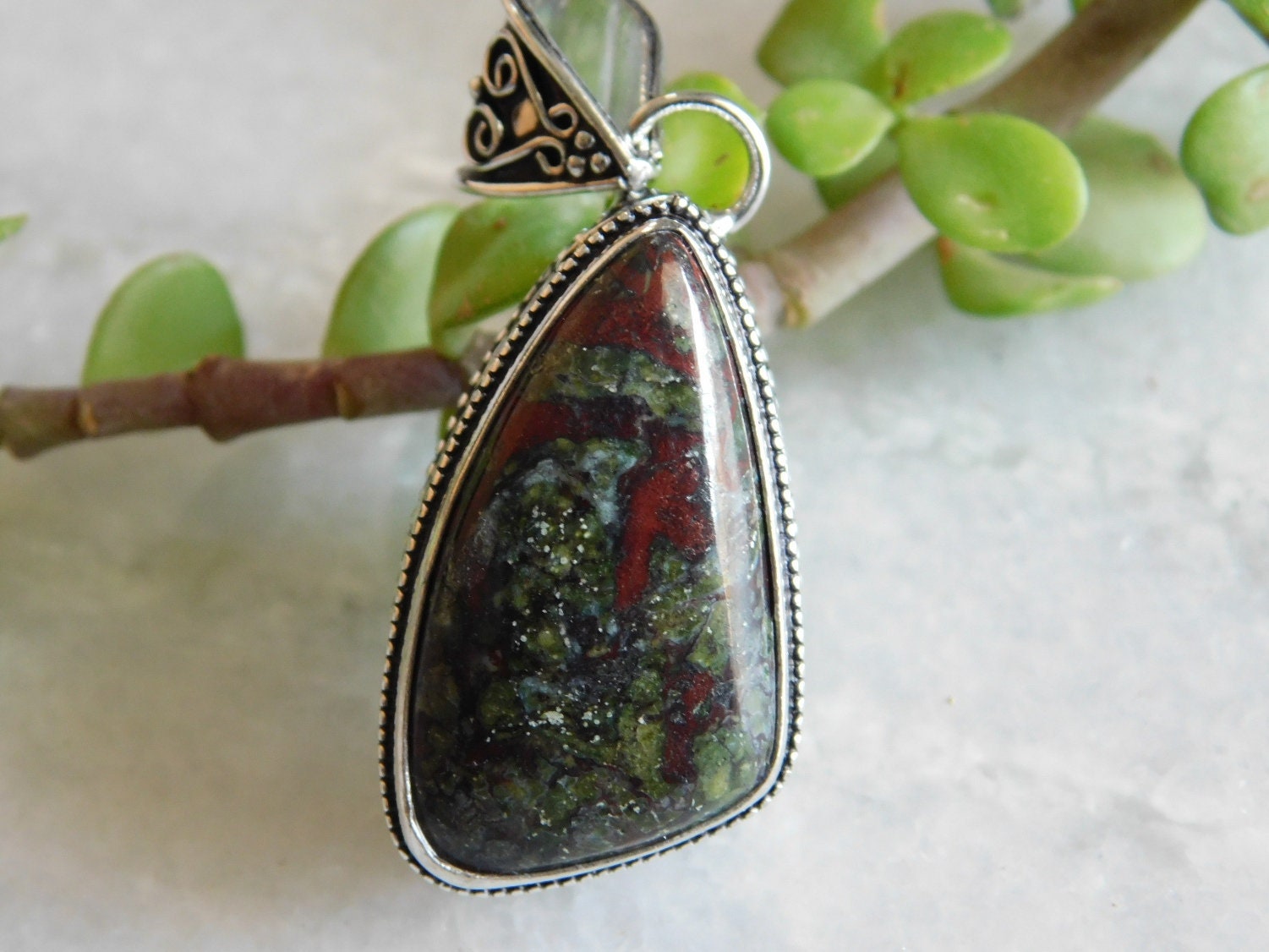 Green Dragon bloodstone pendantSterling silver | Etsy