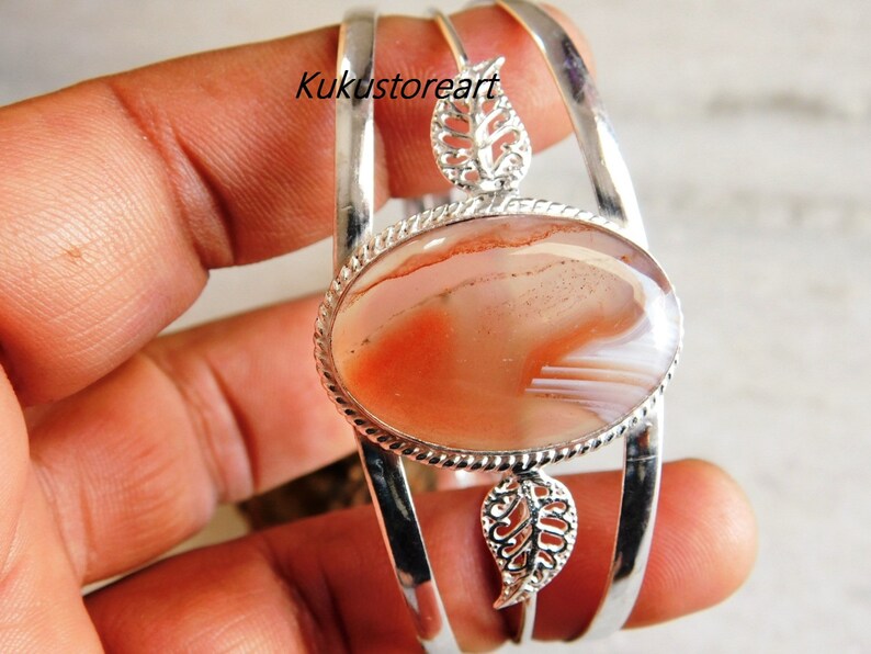 Adjustable bangle botswana agate bracelet,sterling silver Bracelet botswana agate bangle gift bracelet, montana bracelet,stone bracelets