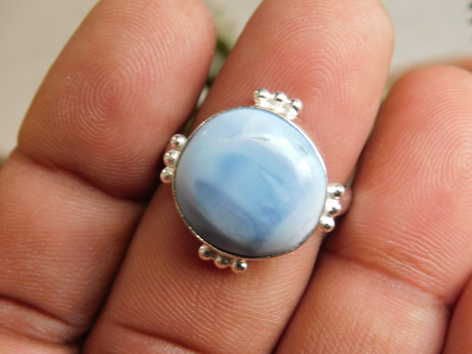 Genuine Blue Opal RingSterling Silver ring Blue opal | Etsy