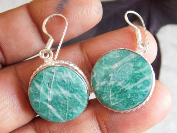 Amazonite Earring, sterling silver earring, handma