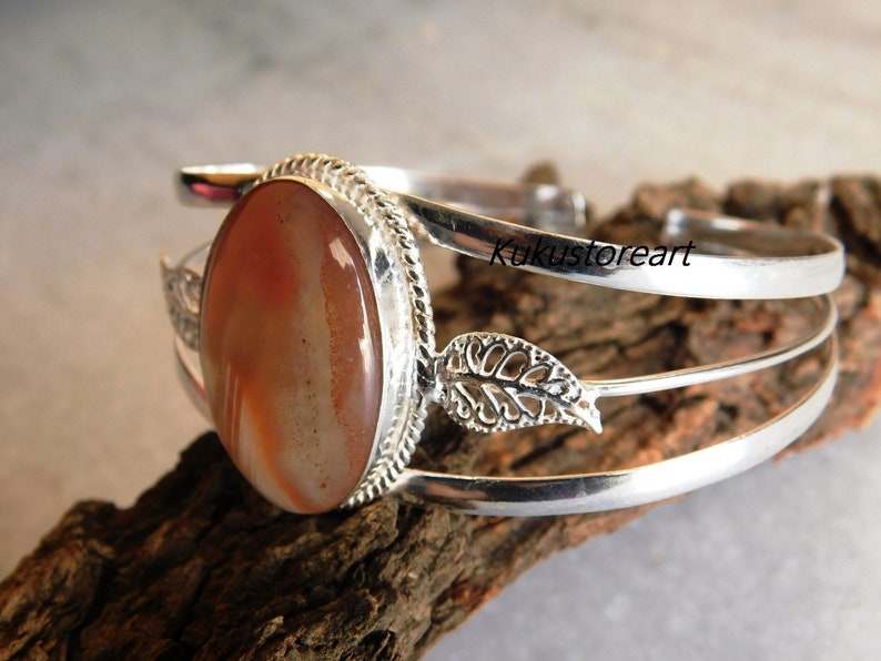 Adjustable bangle botswana agate bracelet,sterling silver Bracelet botswana agate bangle gift bracelet, montana bracelet,stone bracelets