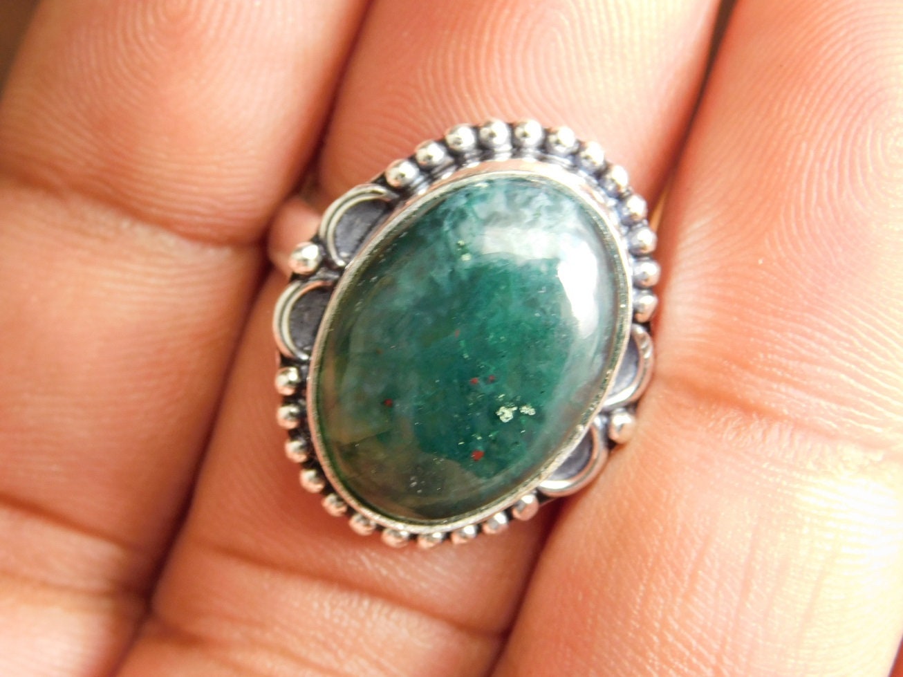 Moss Agate Ring Natural Stone Ring Crystal Ring Montana | Etsy