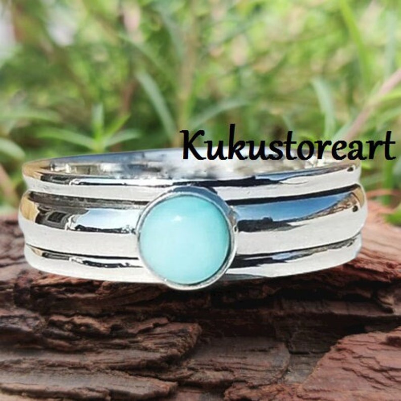 Larimar 925 Sterling Silver Women Spinner Ring Meditation Yoga Mom Gift For Her Larimar 925 Sterling Silver Women Spinner Ring Meditation Yoga Mom Gift For Her