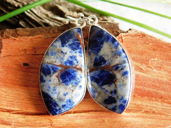 Blue Sodalite earring, Sterling Silver earring, ge
