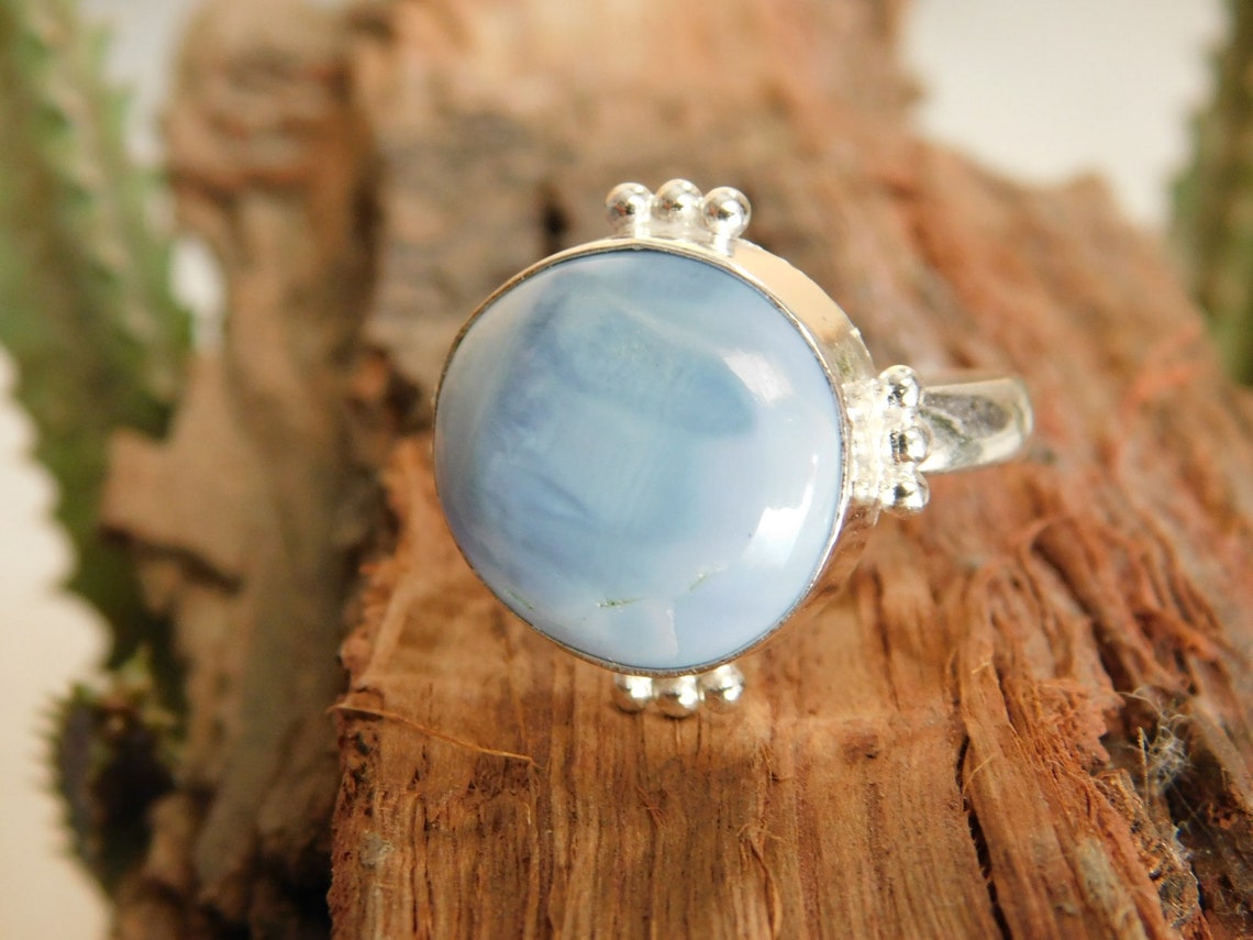 Genuine Blue Opal RingSterling Silver ring Blue opal | Etsy