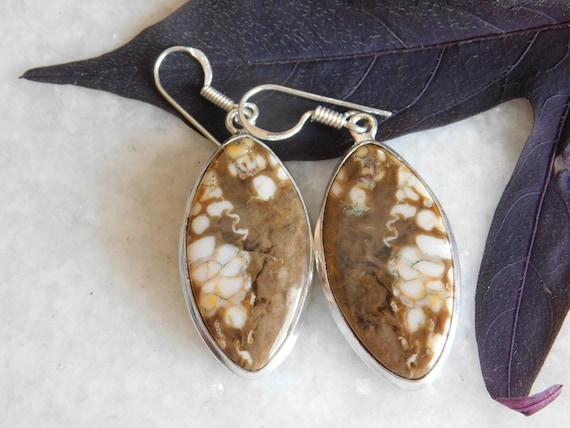 Brown Jasper Earring,Sterling Silver Earrings,jasp