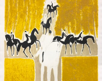 French, b. 1929 1964 a.k.a. Six Cavaliers de Sanmur Le Cadre Noir unsigned. original color lithograph ANDRE BRASILIER