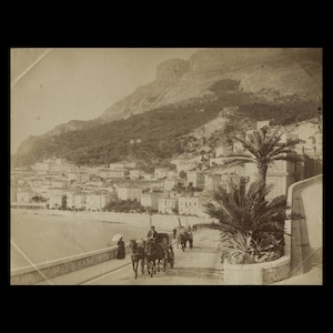 View of MONTE CARLO from LARVOTTO, original albumen photograph, 1893.
