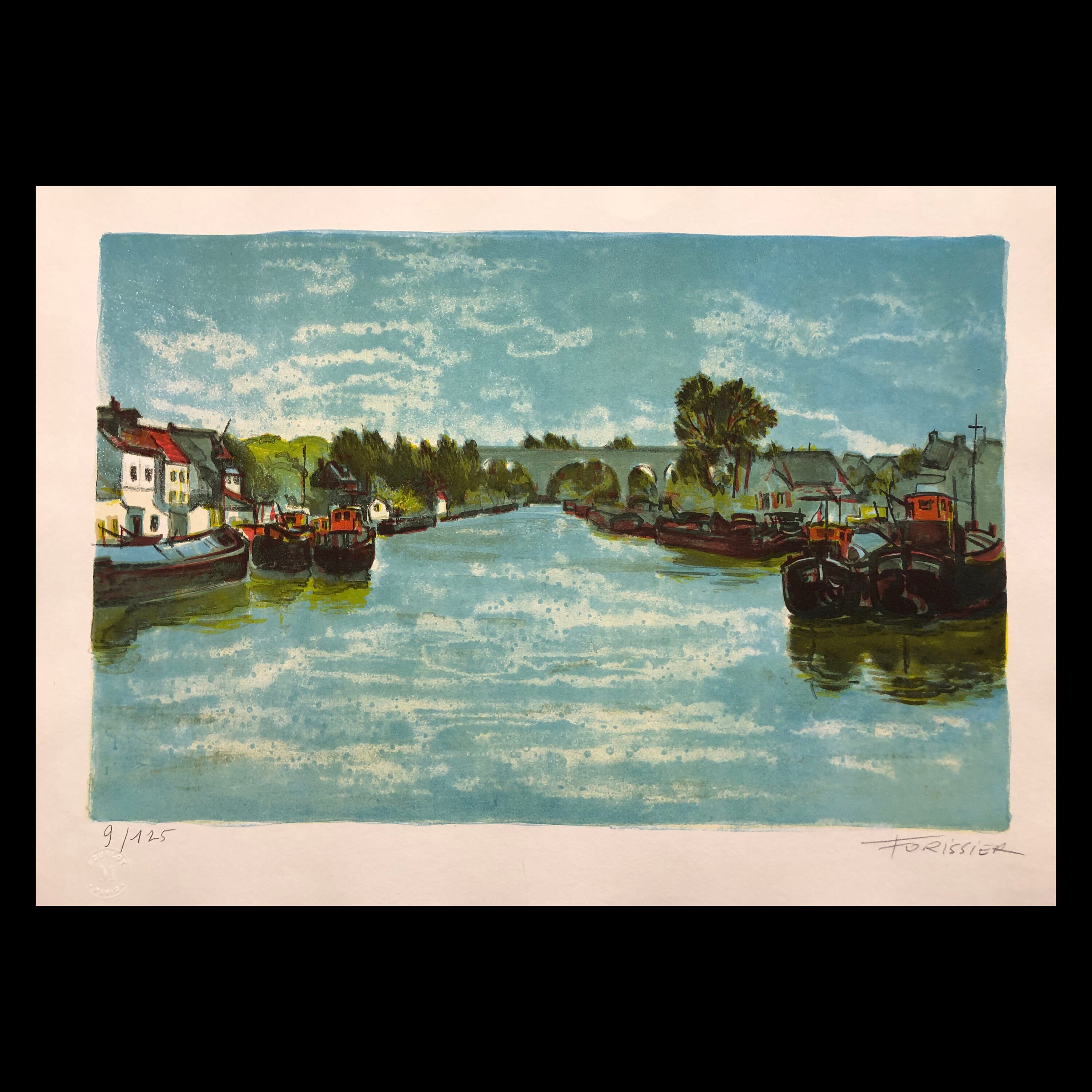 ROGER FORISSIER (french, 1924-2003), (boats Moored in an Estuary