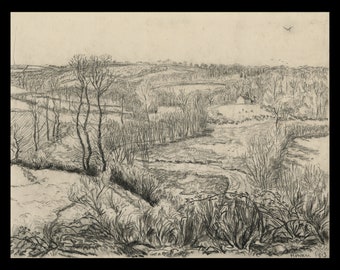 ERNEST MARIE HERSCHER (French, 1870-1939), &quot;Morvan&quot;, 1913, Conte&#39; crayon/paper, unsigned