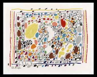 1961年 パブロ・ピカソ ヴィンテージリトグラフ「ピカドールと闘牛士