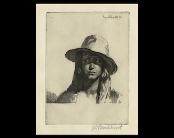 GERALD LESLIE BROCKHURST (British, 1890-1978), "Corinne", 1925, original etching, pencil signed