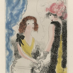 MARIE LAURENCIN French, 1885-1956, Frivolites, 1926, original color etching. image 2