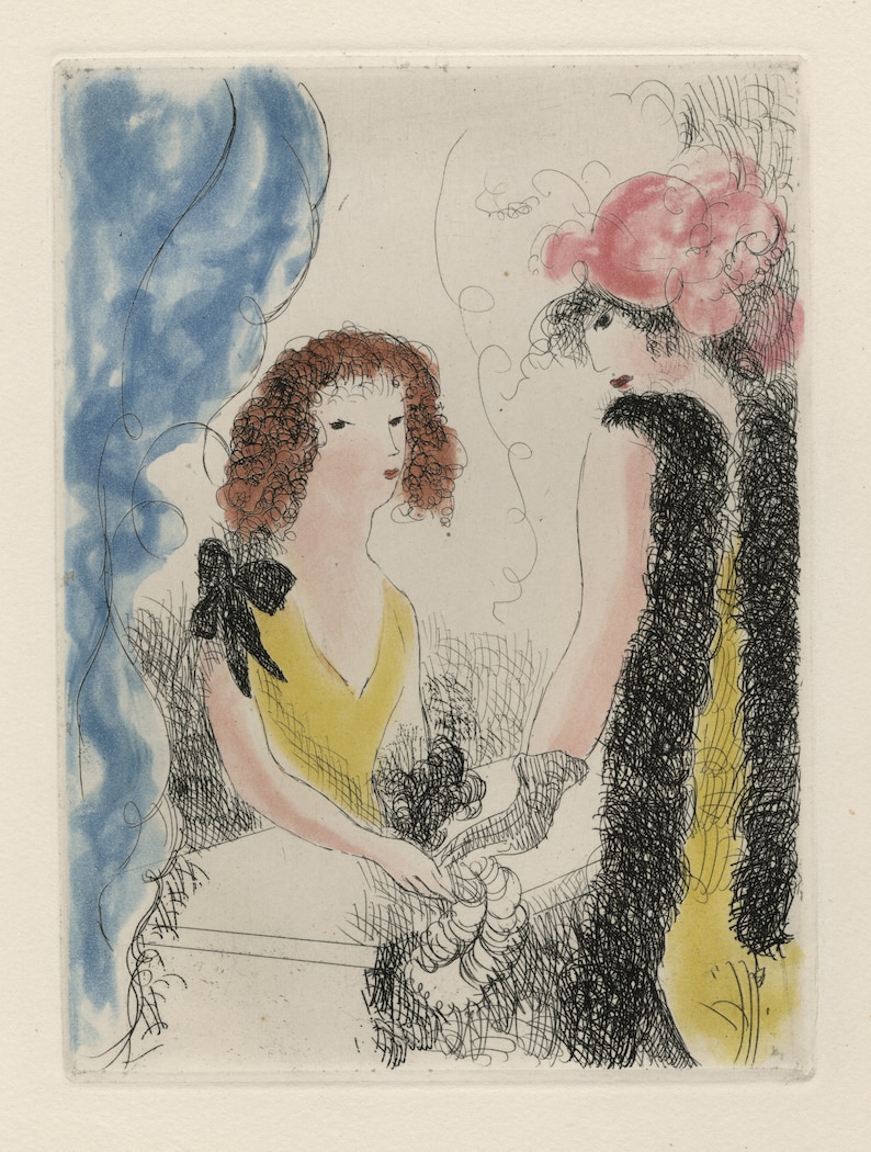 MARIE LAURENCIN French, 1885-1956, Frivolites, 1926, original color etching. image 2