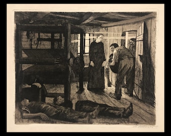 KATHE KOLLWITZ (German, 1867-1945), &quot;The Weaver&#39;s Revolt, 6 - The End&quot;, 1897, original etching, pencil signed.