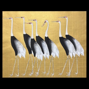 OGATA KORIN (after) (Japanese, 1658-1716), &quot;Cranes (screen panel)&quot;, 1979, polychrome woodblock print.
