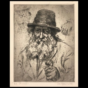 JOSEPH MARGULIES (Austrian/American, 1896-1984), &quot;Reb. Schmeal&quot;, ca. 1925, etching and aquatint, pencil signed.