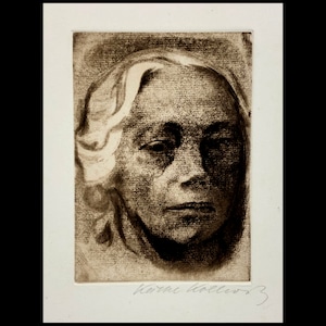 KATHE KOLLWITZ (German, 1867-1945), &quot;Selbstbildnis &quot;, 1912, original soft-ground etching, pencil signed.