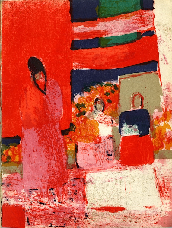 French, b. 1929 1964 a.k.a. Six Cavaliers de Sanmur Le Cadre Noir unsigned. original color lithograph ANDRE BRASILIER