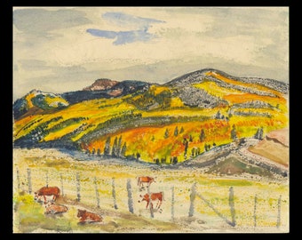 HELEN GREEN BLUMENSCHEIN (American, 1909-1989), "Near Creede, Soward Ranch (Colorado)", 1977, watercolor on paper, signed and dated.