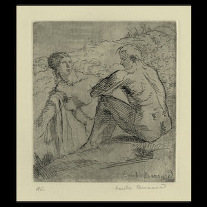 EMILE BERNARD (French, 1868-1941), &quot;Idylle&quot;, 1925, original etching, pencil signed.