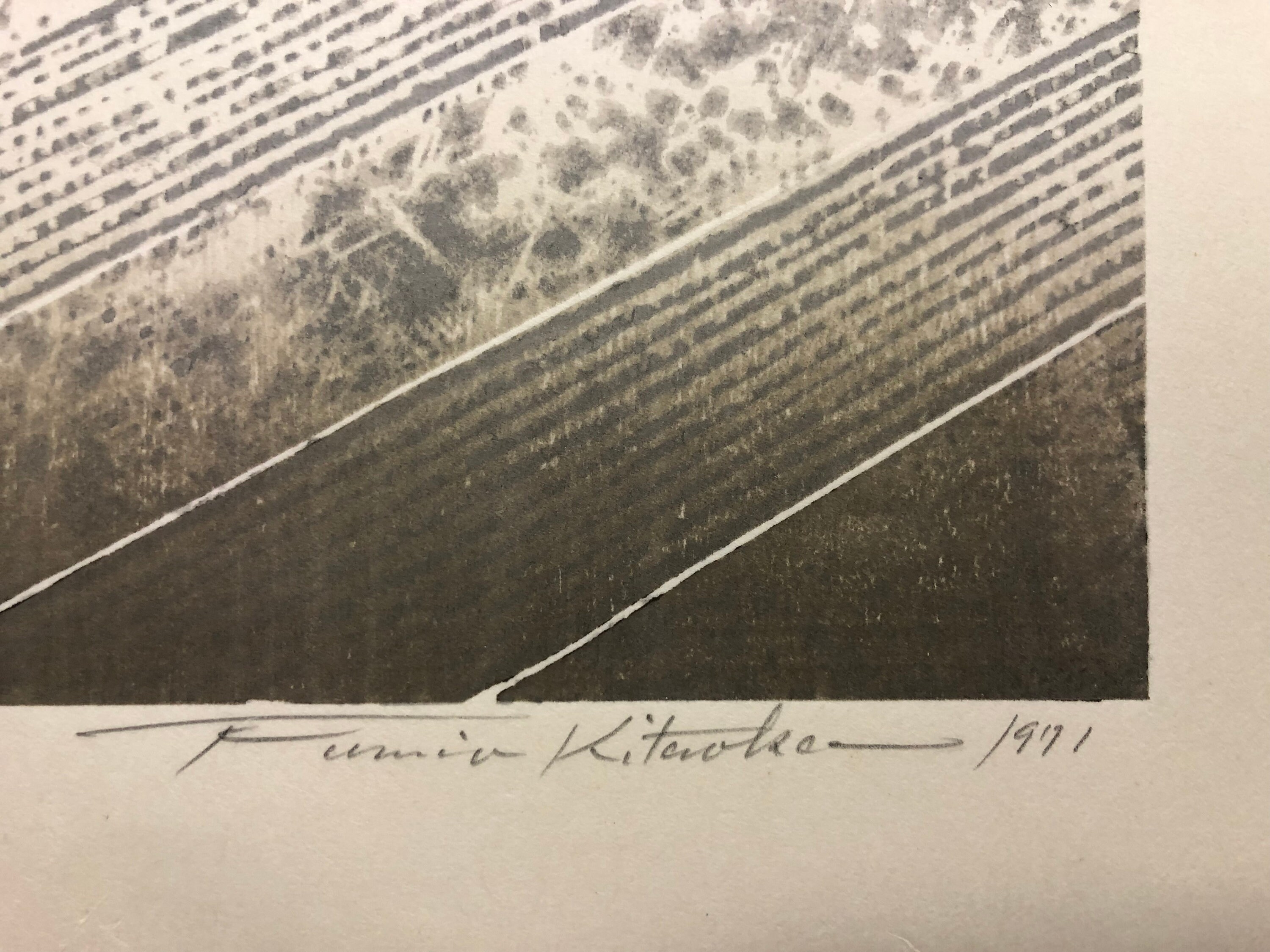 吉田千鶴子 ChizukoYoshida 春蘭 蝶 木版画 師:北岡文雄 絵画