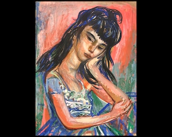JOSEPH PRESSER (American, 1907-1967), &quot;Wistful&quot;, ca. 1950, gouache on paper board, signed.