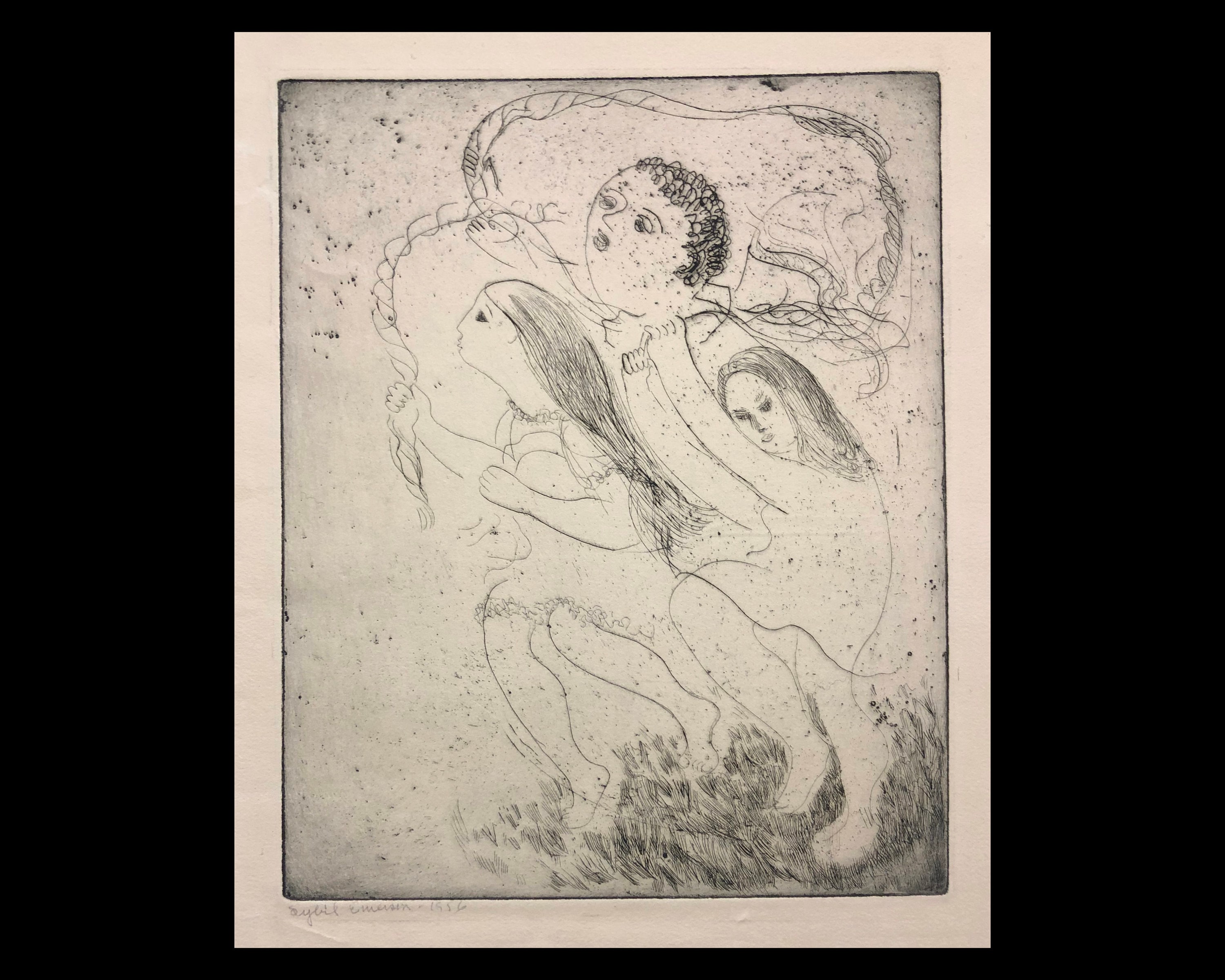 SYBIL DAVIS EMERSON (American 1914-1976), "Jumping Rope", 1956, original etching, pencil signed and dated.