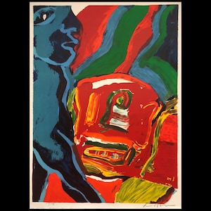 BENGT LINDSTROM (Swedish, 1925-2008), &quot;Composition&quot;, c.1980, color lithograph, pencil signed.