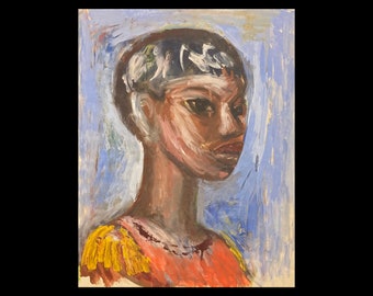 VICTOR De PAUW (Belge/Américain, 1902-1971), « Portrait of Young Black Woman », v. 1950-60, gouache sur papier, signée.