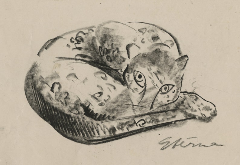 MAURICE STERNE Latvian/American, 1878-1957, Resting Leopard, ca. 1925 Conte crayon on paper, signed image 2