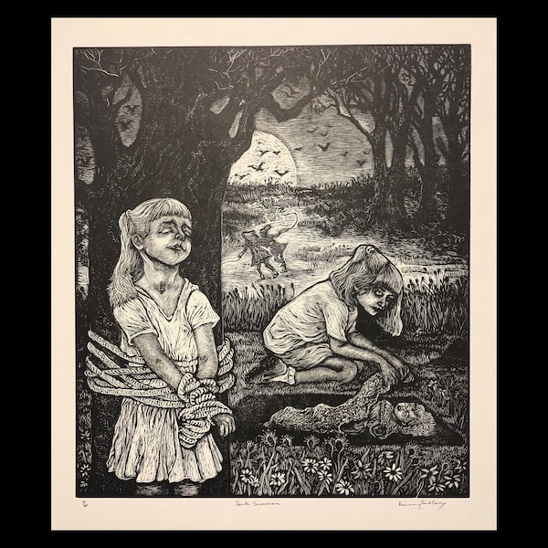 ROSEMARY FEIT COVEY (South African/American, 1954-living), 1990, "Dark Summer", original wood engraving, pencil signed.
