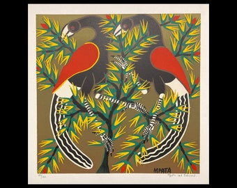 インドネシア　パプア　樹皮絵画　太鼓　ティファ サイモン・ジョージ・ムパタ（タンザニア/ケニア、1942-1984