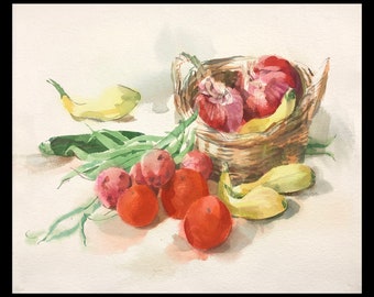 DOROTHY "Dorie" NEILSON TUTTLE (American, 1921-2010), "Vegetables Still Life", ca. 1975, watercolor on paper, signed in pencil.