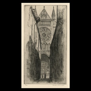 CAROLINE HELENA ARMINGTON, Canadian/American, 1875-1939), &quot;La Rue aux Herbes a Chartres&quot;, 1926, original etching, pencil signed