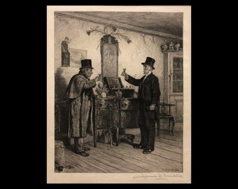 JAMES DAVID SMILLIE (Amerika, 1833-1909), „A Glass with the Squire“, 1882, Originalradierung, mit Bleistift signiert