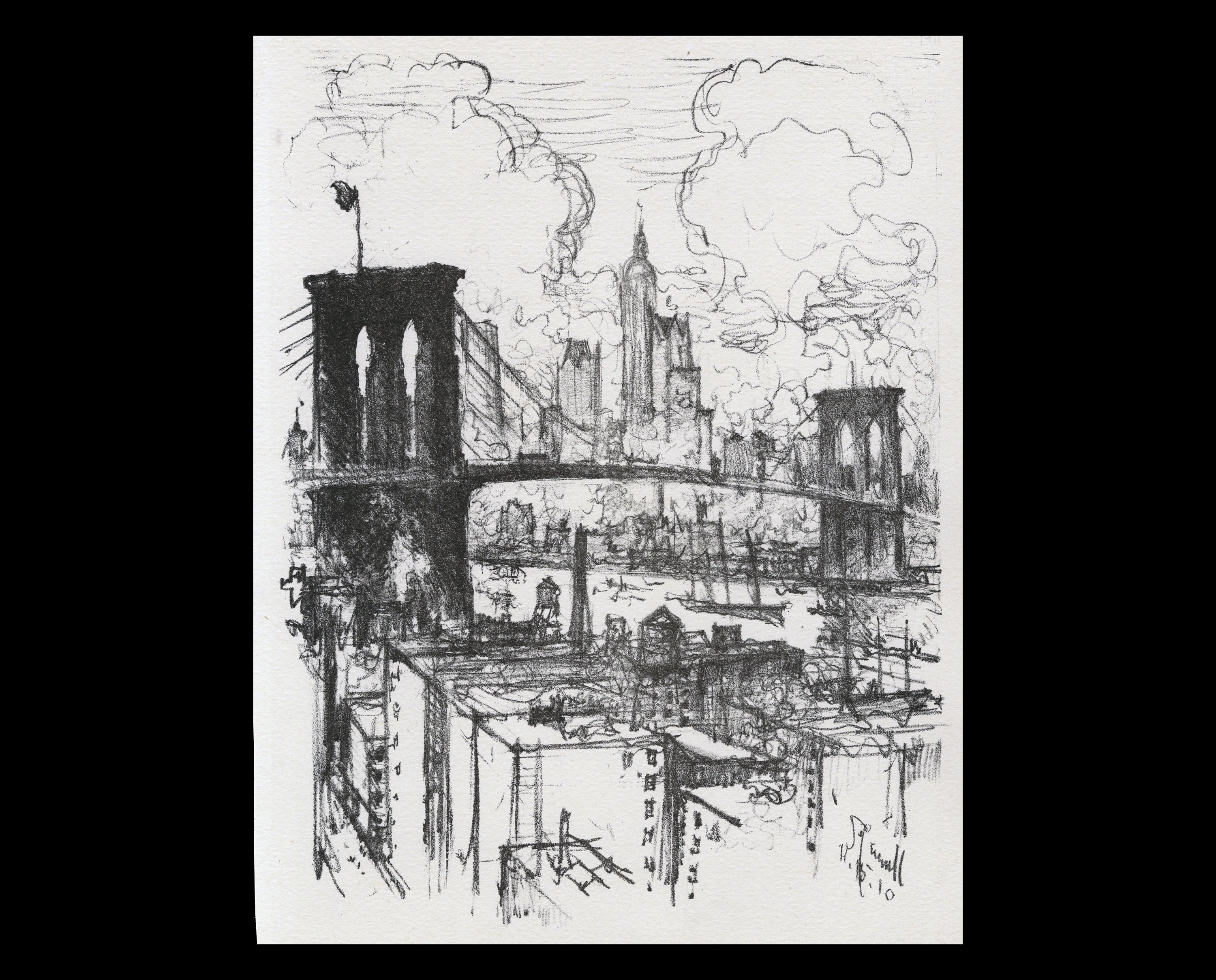 ジョセフ・ペネル（アメリカ、1857-1926）、「ブルックリン橋」、1910